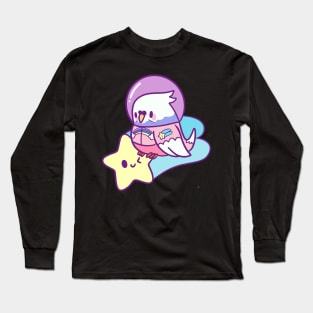 Cute pastel space bird Long Sleeve T-Shirt